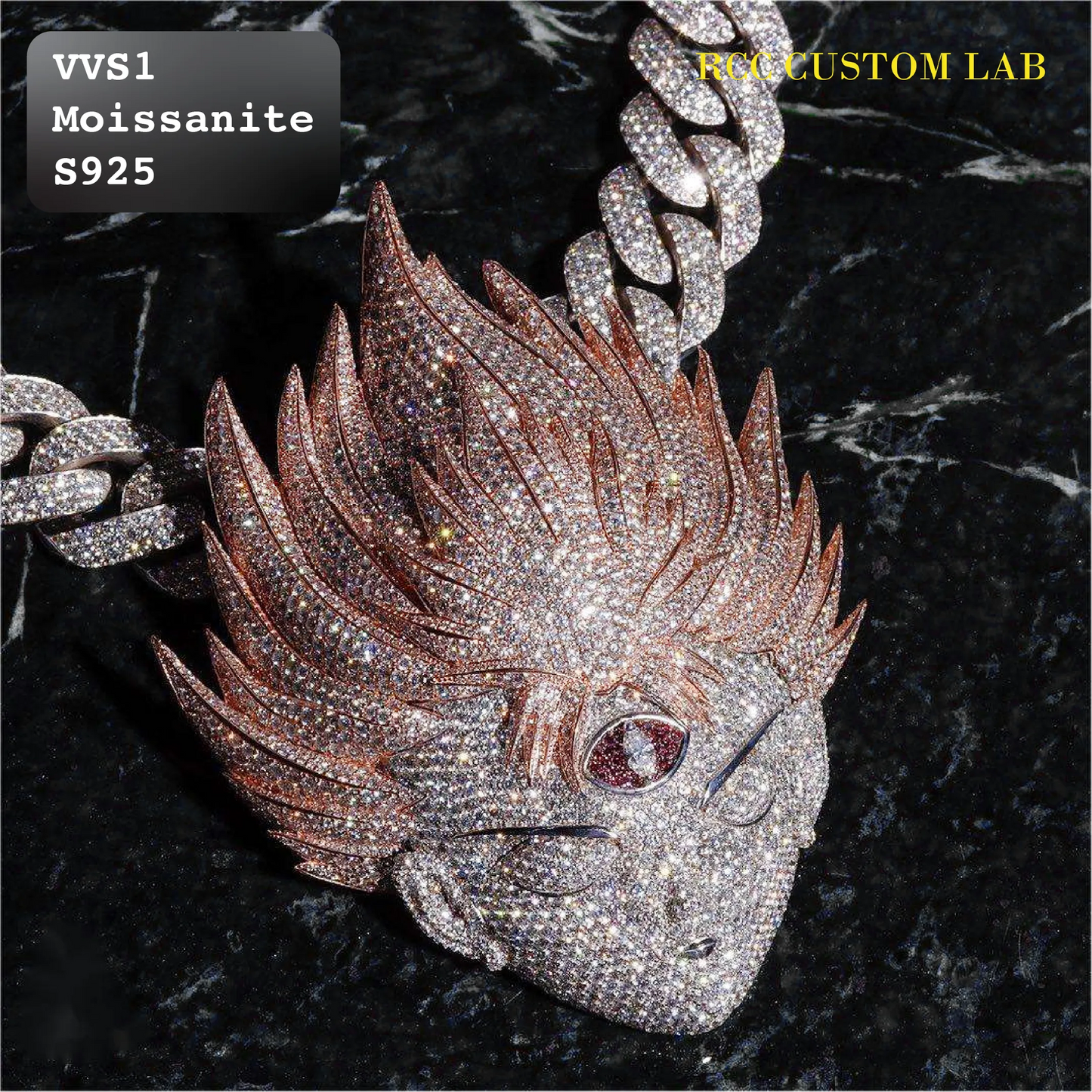 Iced Out Moissanite 3D Anime Warrior Pendant【R150】