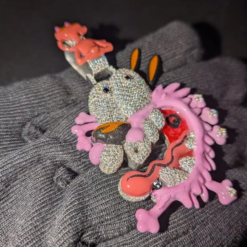Iced Out Pink Glitch Creature Hip Hop Pendant【R218】