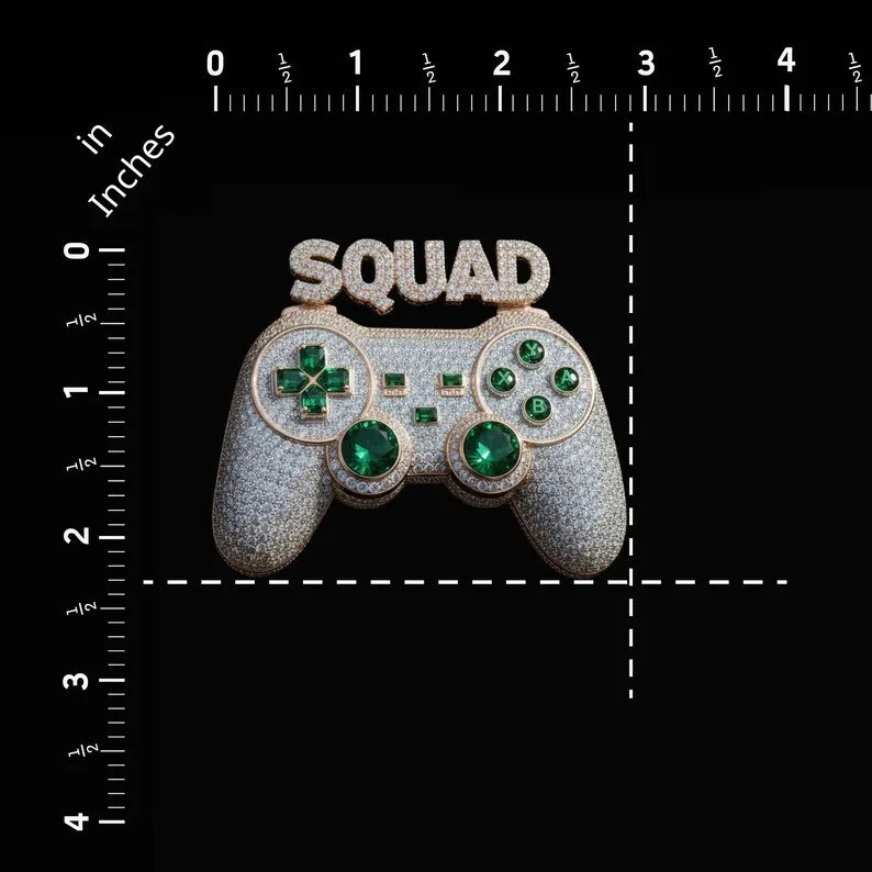 Iced Out Game Controller Custom Lettering Hip Hop Pendant【R208】
