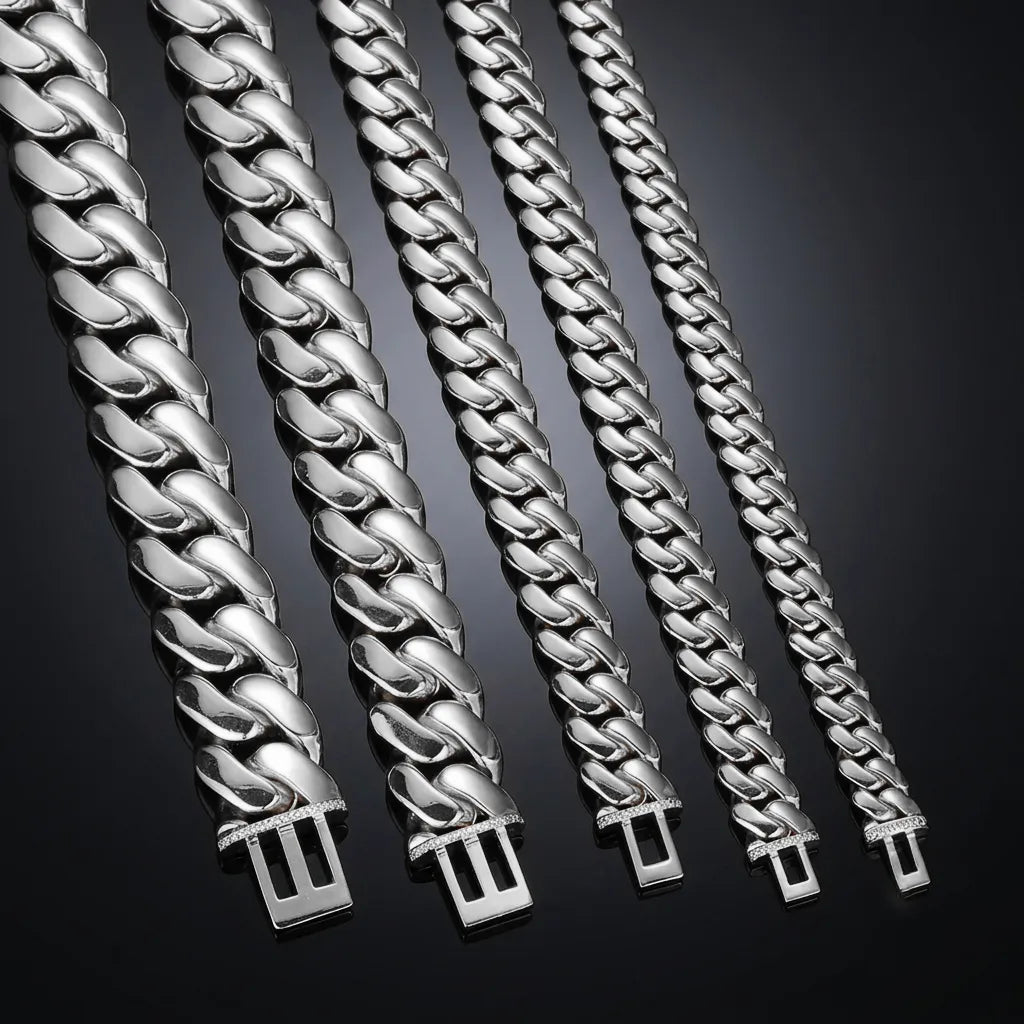 Classic Gold and Silver Cuban Chain Iced Clasp【A124】