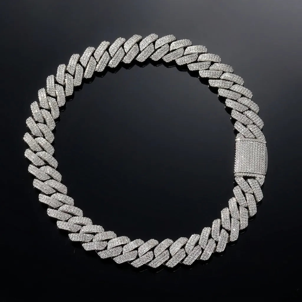 20mm Iced Out Prong Spiked Cuban Chain Gold Silver Rose【A129】