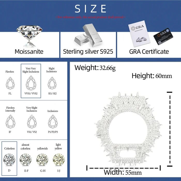 Watch Bezel & Watch Case for DW6900 - Thorns Moissanite S925