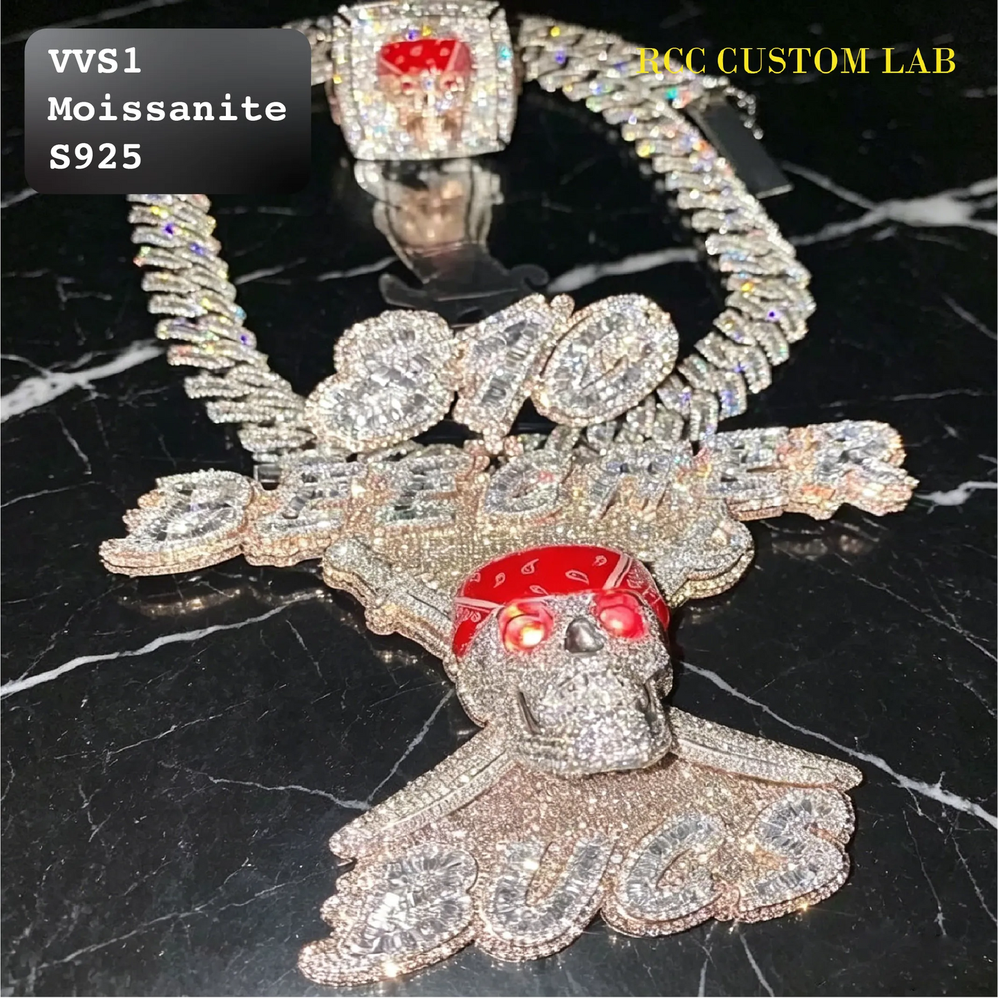 Iced Moissanite Pirate Skull Pendant【R160】