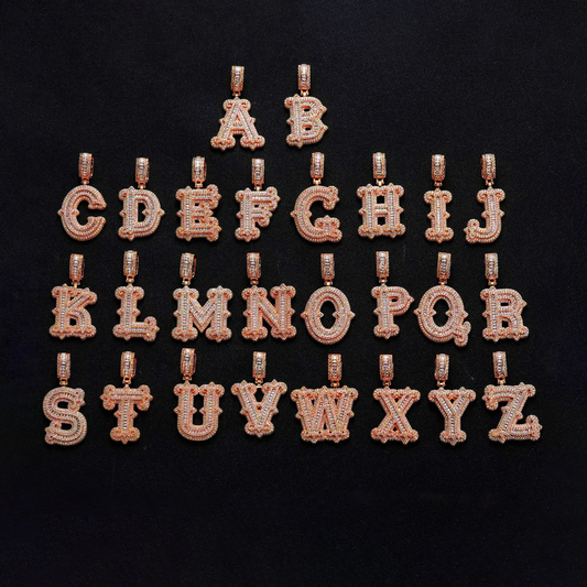 Hip Hop Iced Out Thorn A-Z Letter Pendant With Free Rope Chain【R195】