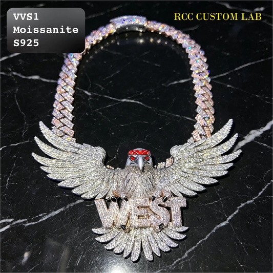 Iced Moissanite WEST Eagle Pendant【R168】