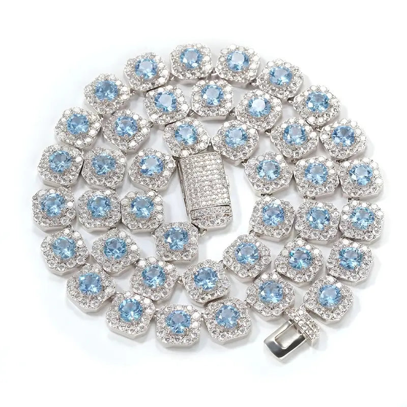 12mm Iced Out Square Cluster Tennis Chain【A126】