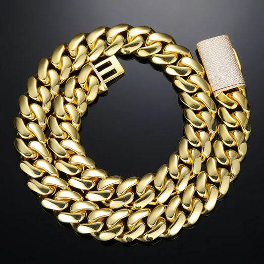 Classic Gold and Silver Cuban Chain Iced Clasp【A124】