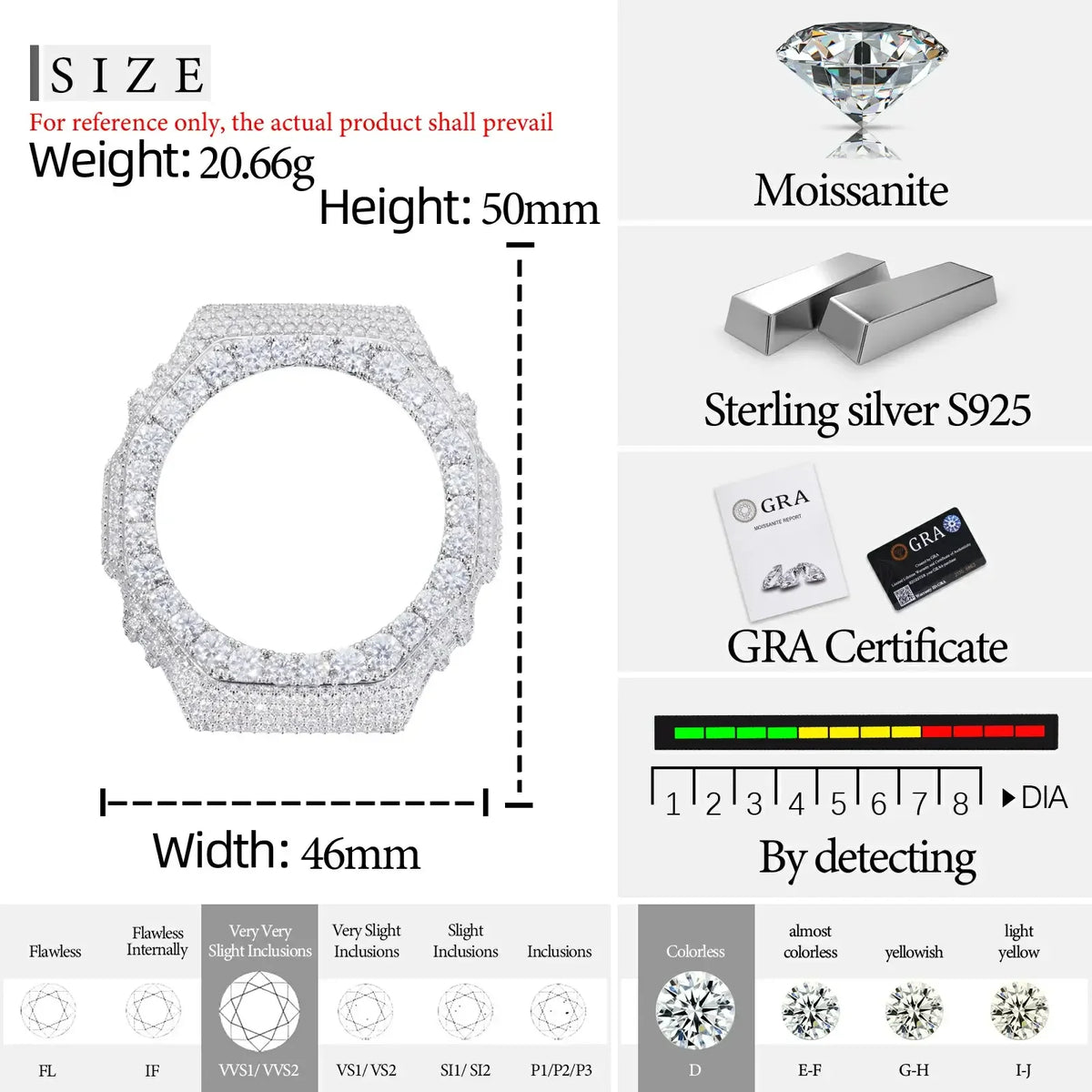 Iced Out Moissanite Bust Down Classic Bezel for GA2100