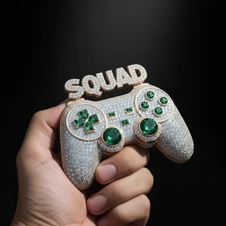 Iced Out Game Controller Custom Lettering Hip Hop Pendant【R208】