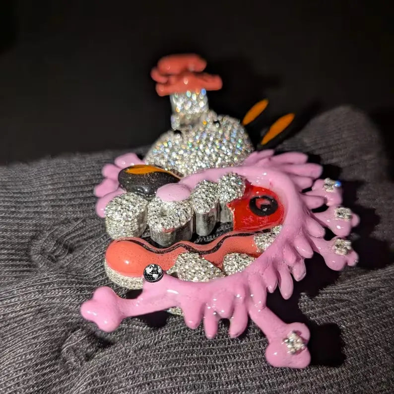 Iced Out Pink Glitch Creature Hip Hop Pendant【R218】