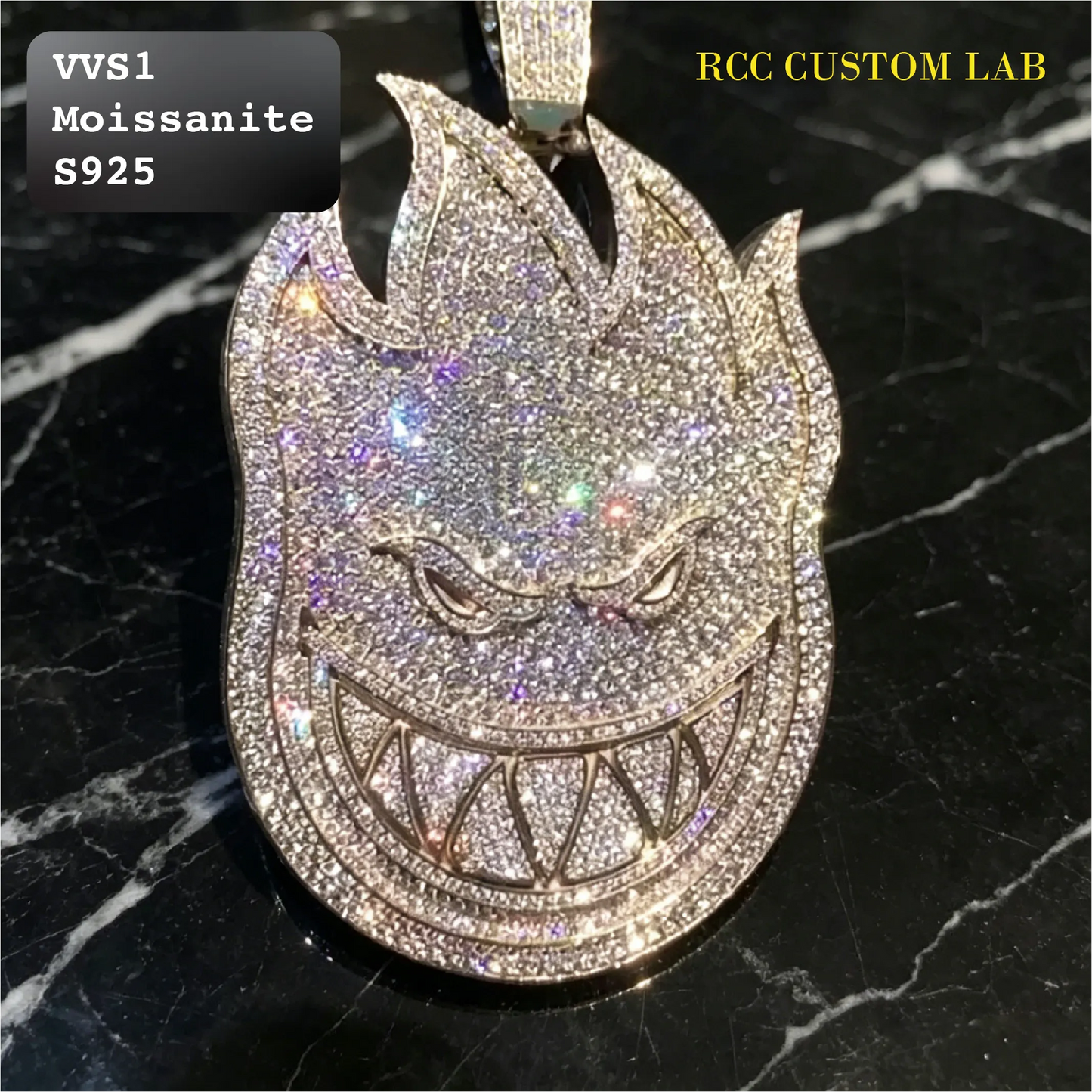 Iced Moissanite Flame Monster Pendant【R170】