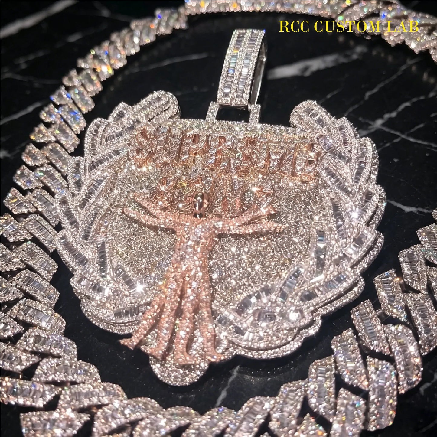Iced Two-Tone Human Pendant【R171】