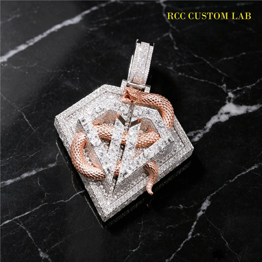 Iced Two-Tone Snake Pendant【R172】