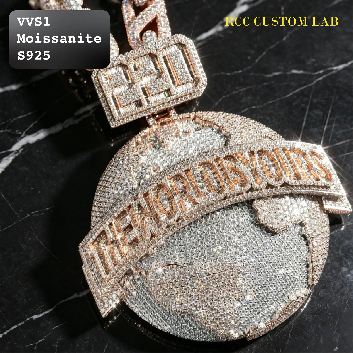 Iced Moissanite The World Is Yours Pendant【R176】