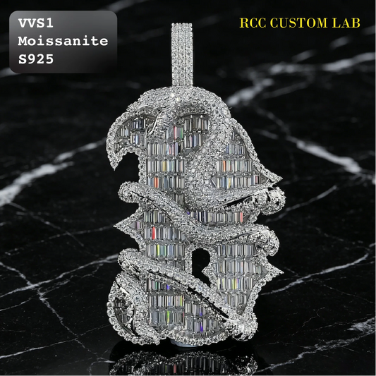 Iced Moissanite Baguette Gothic Pendant【R179】