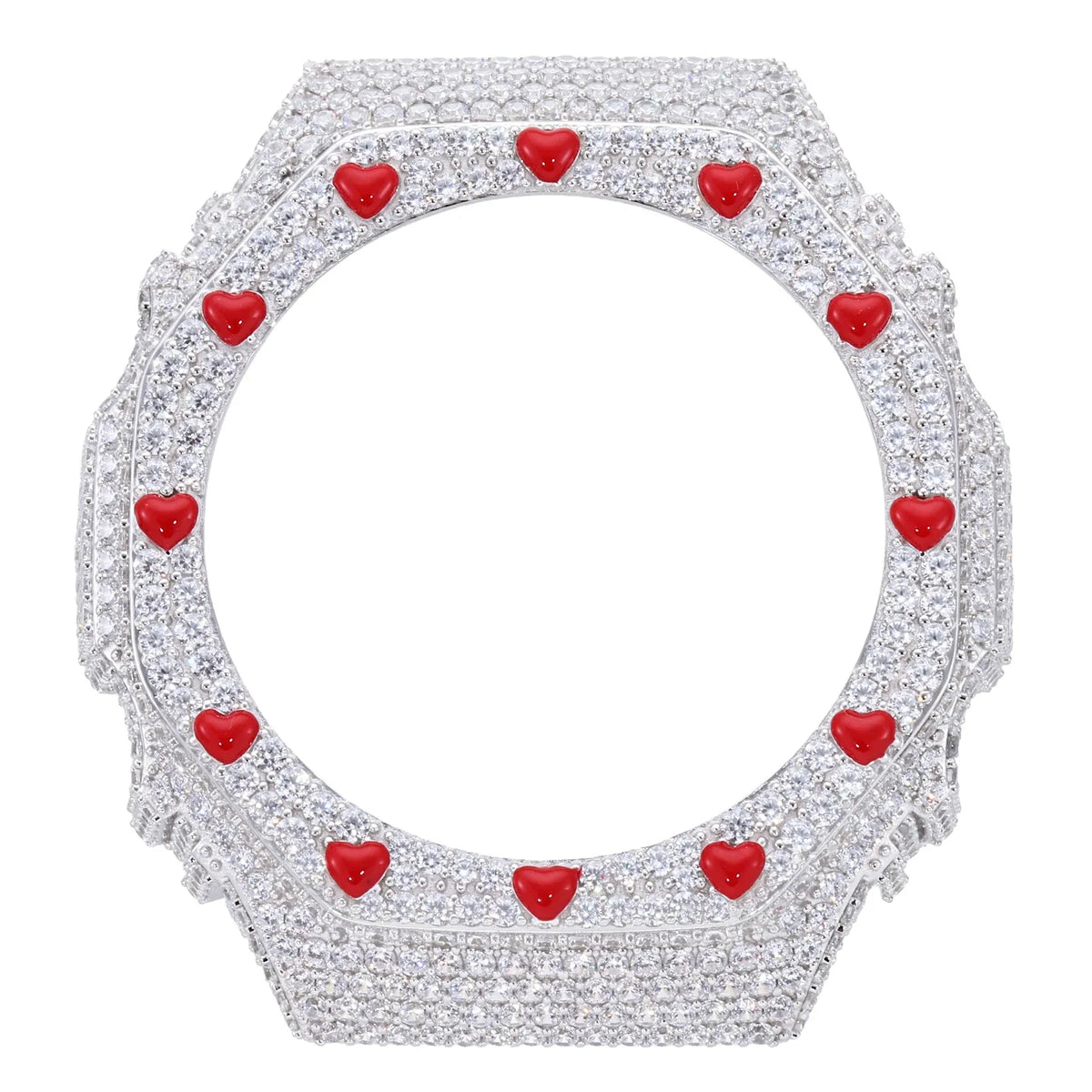 Iced Out Moissanite Red Heart Bust Down Bezel for GA2100