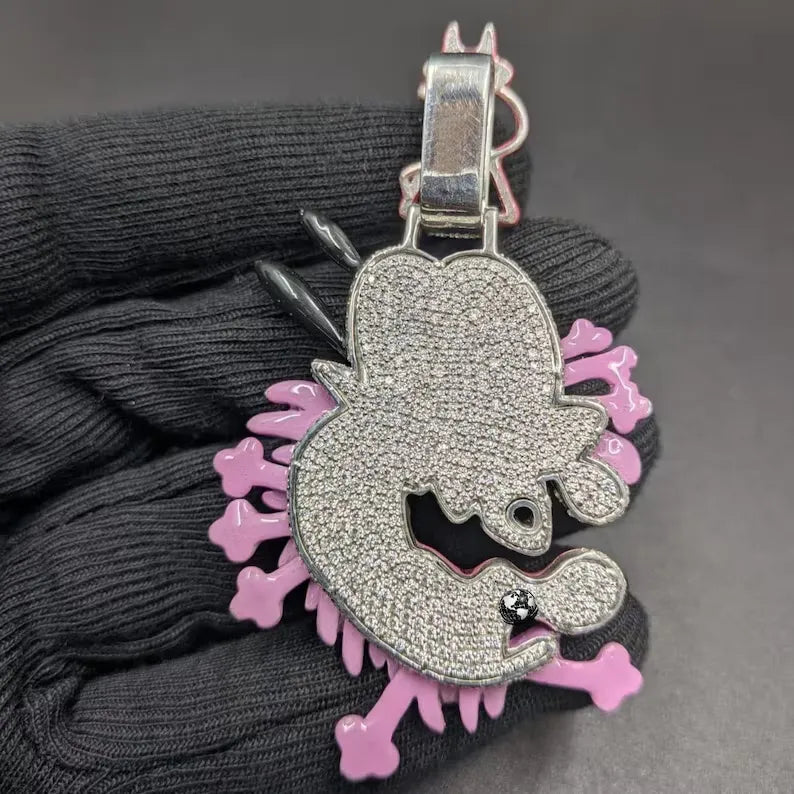 Iced Out Pink Glitch Creature Hip Hop Pendant【R218】