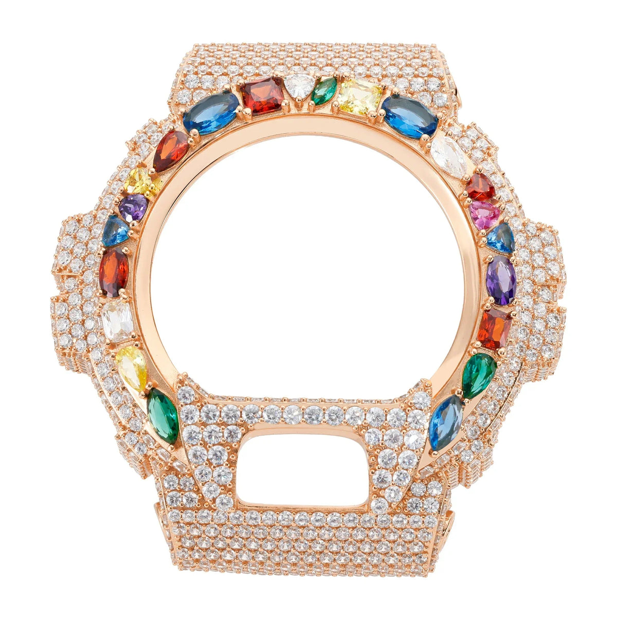Watch Bezel & Watch Case for DW6900 - Multi Color Gemstone Moissanite S925