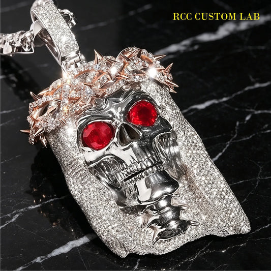 Iced Crown of Thorns Skull Pendant【R183】