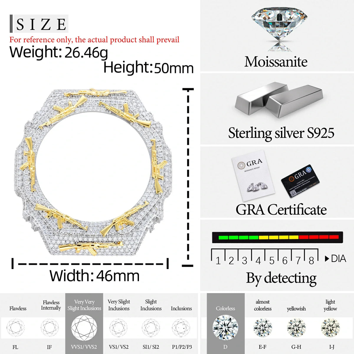 Iced Out Moissanite AK-47 Bust Down Bezel for GA2100 Series