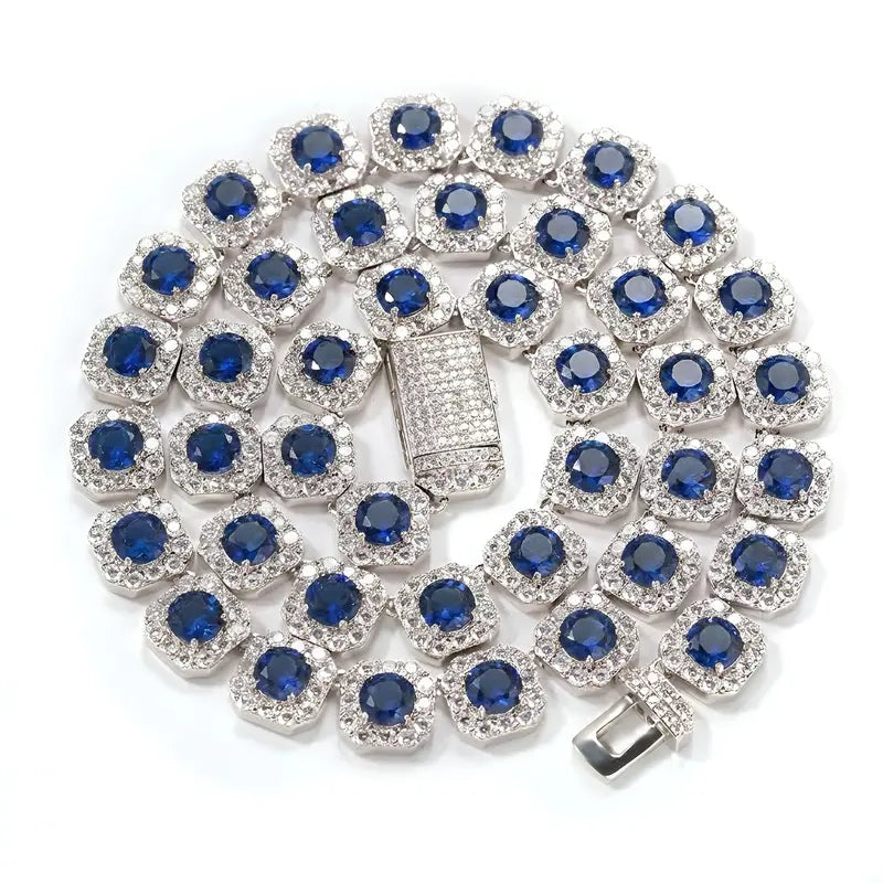 12mm Iced Out Square Cluster Tennis Chain【A126】