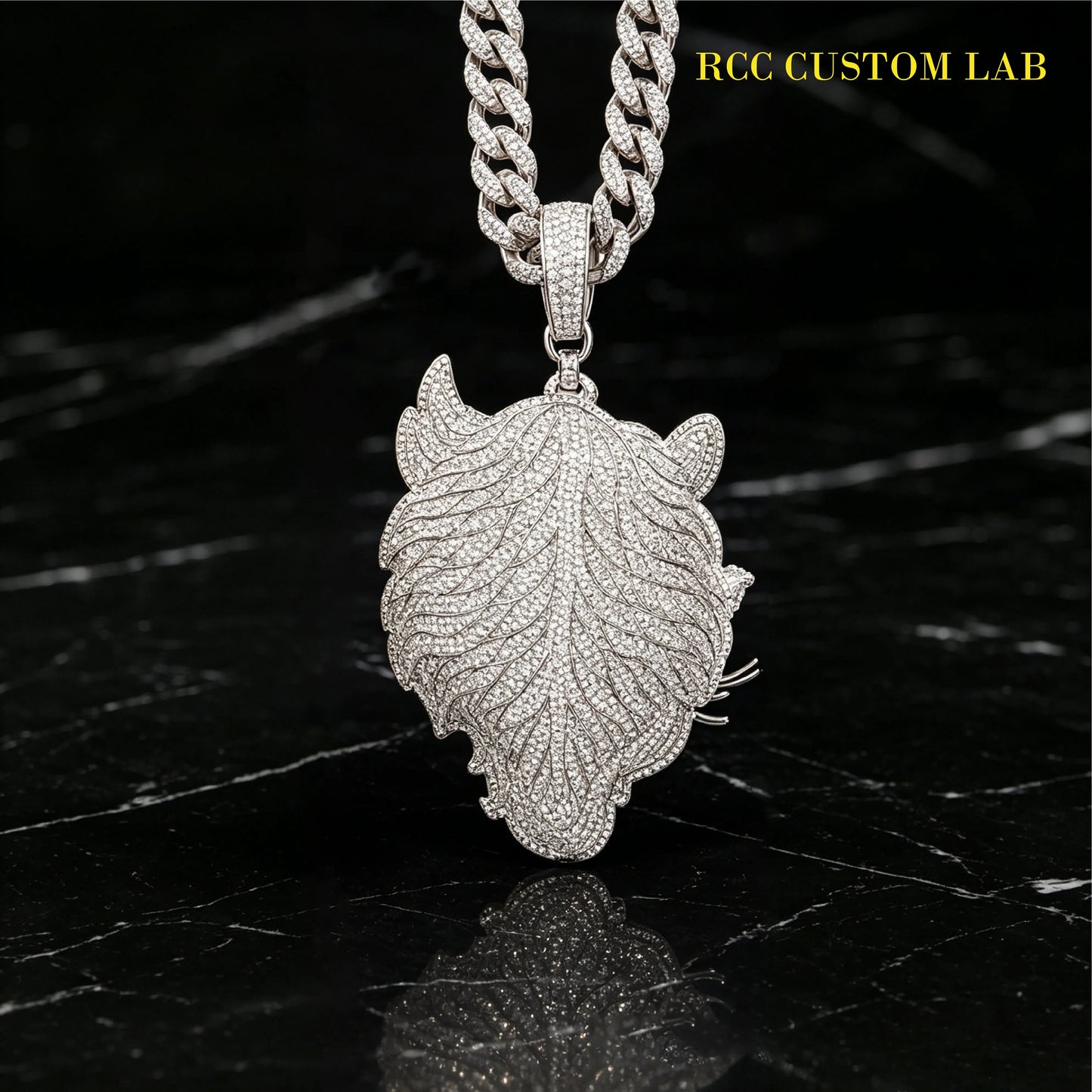 Iced Out 3D Tiger Head Pendant【R191】