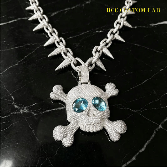 Iced Skull & Crossbones Pendant【R192】