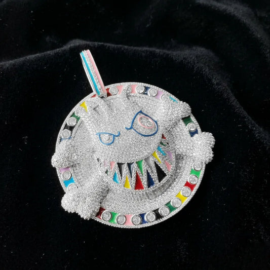 Iced Out Rainbow Shark Monster Pendant【A226】