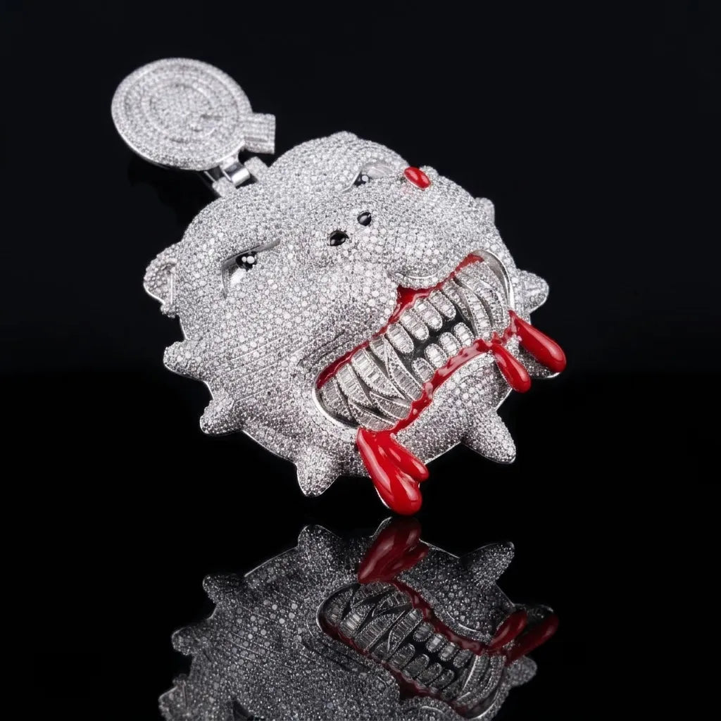 Iced Out Pitbull Blood Drip Pendant【A201】