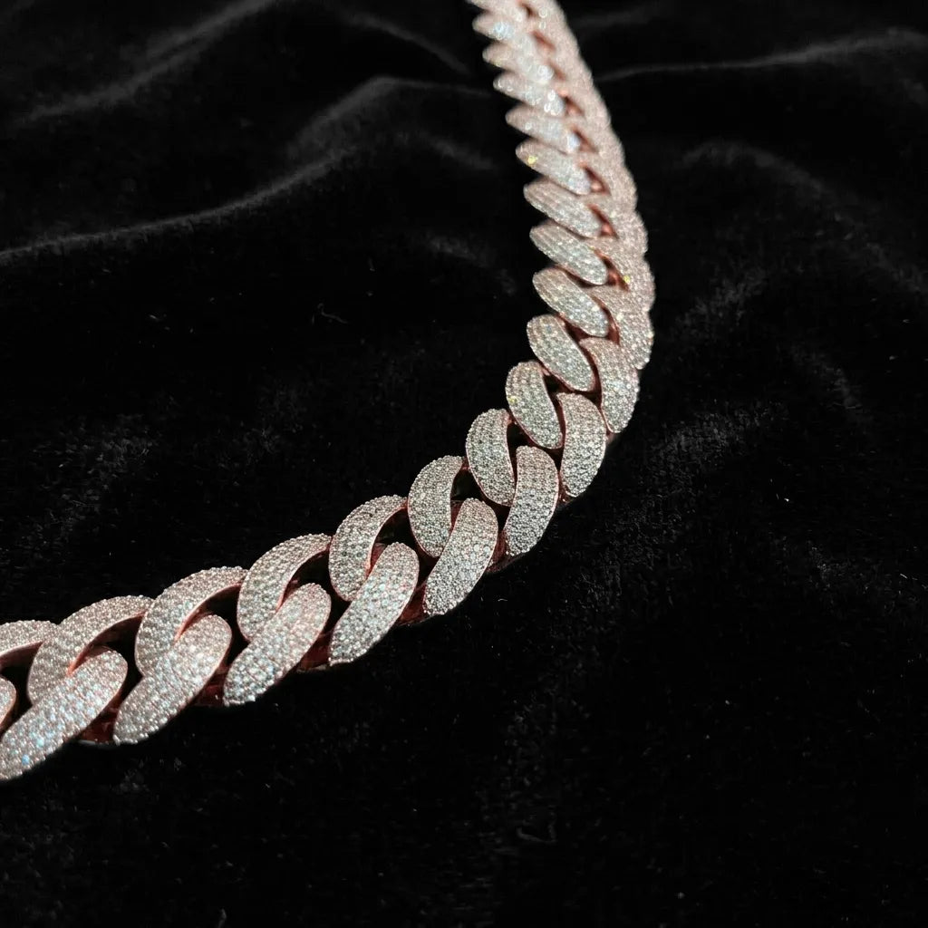 Massive 19mm Rose Gold Iced Out Cuban Link Chain (21")【A103】