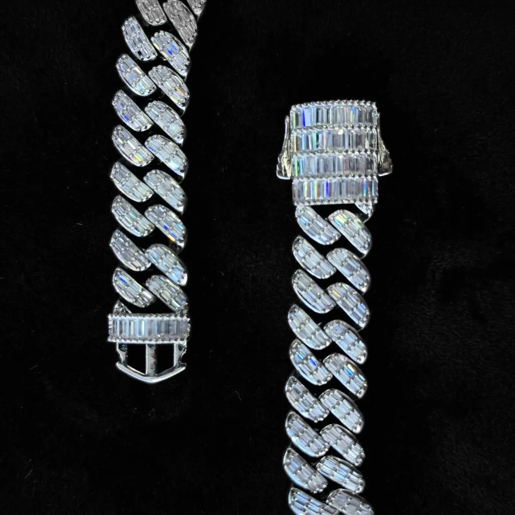 16mm Silver Iced Out Cuban Chain (18")【A120】