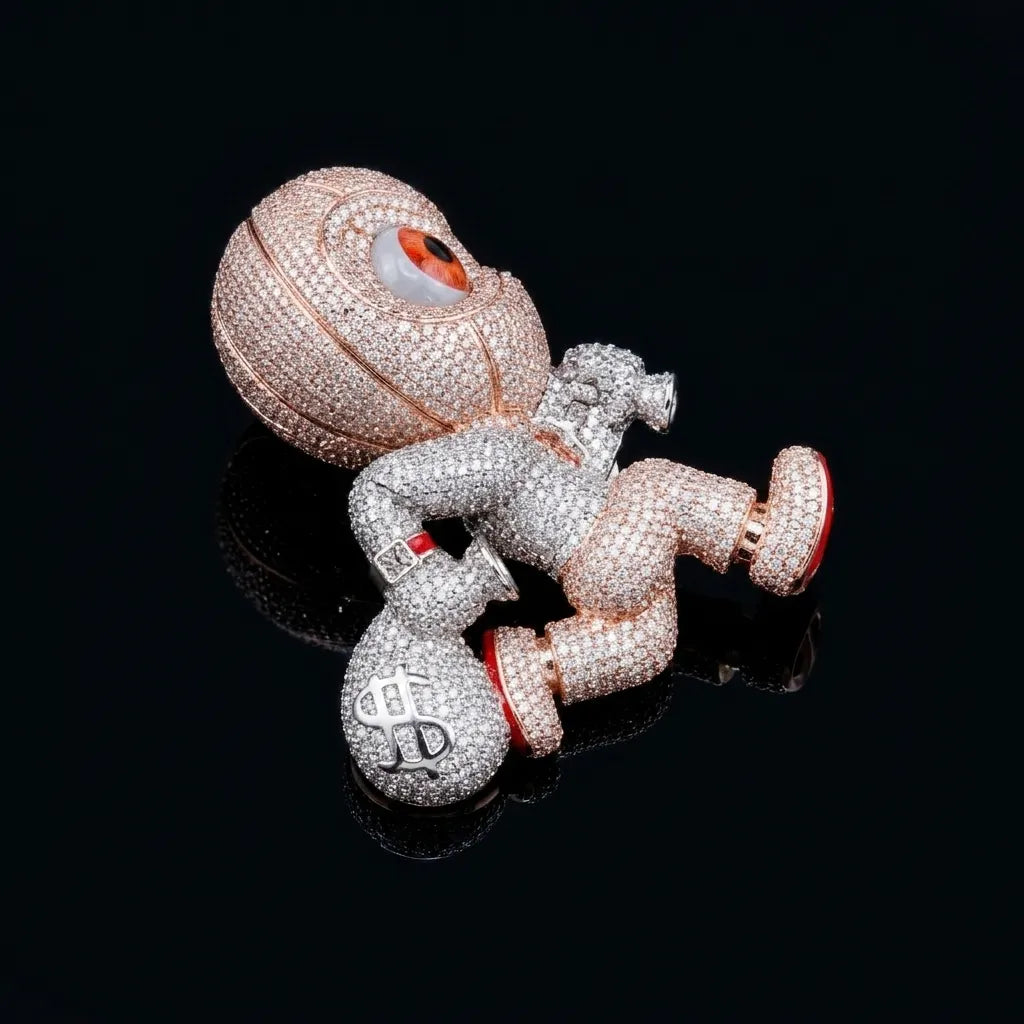 Iced Out "Chase the Bag" Running Man Pendant【A204】