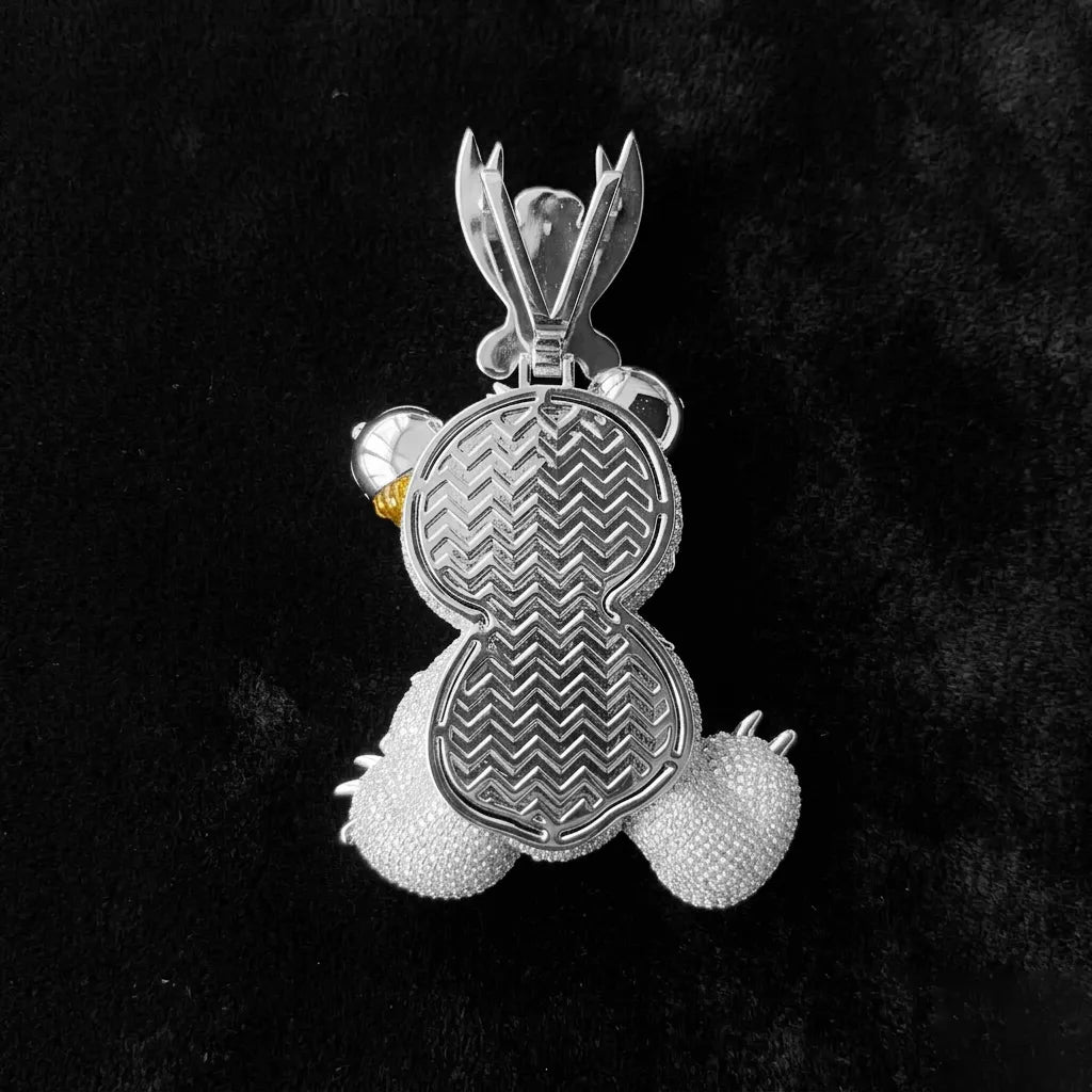 Iced Out Evil Teddy Bear Pendant【A205】