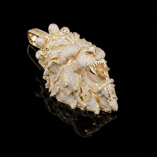 Iced Out Roaring Lion Head Pendant【A216】