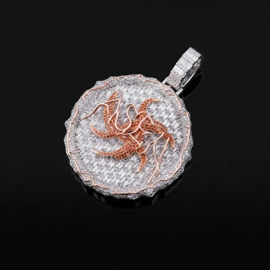 Iced Out Two-Tone Abstract Vortex Pendant【A225】