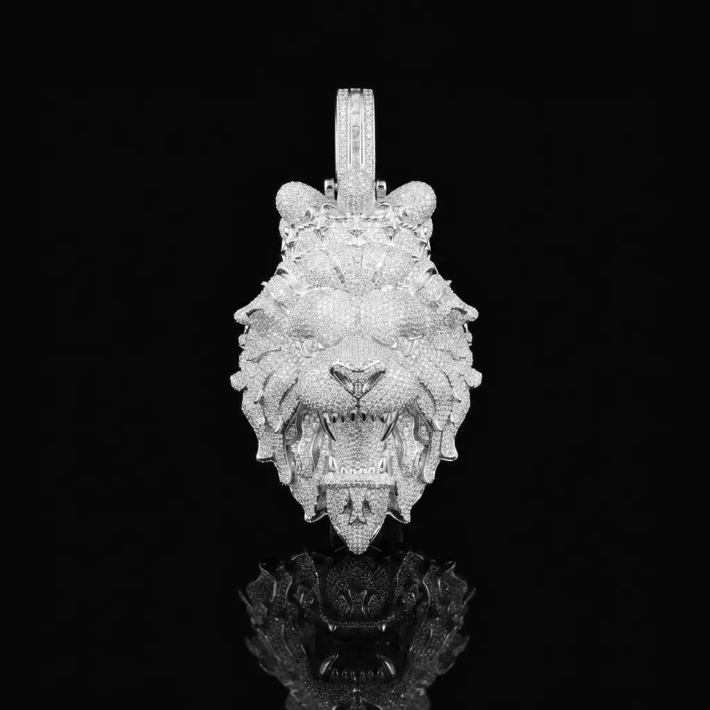 Iced Out Roaring Lion Head Pendant【A216】