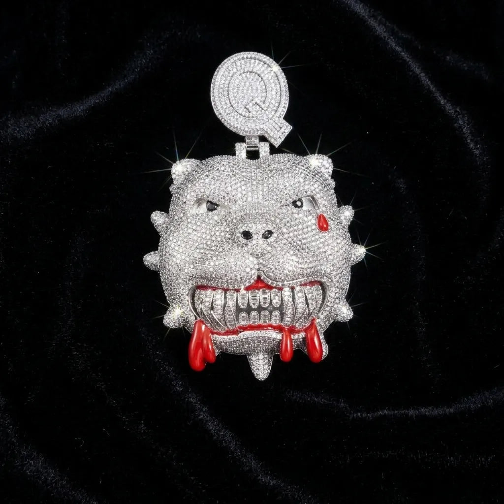 Iced Out Pitbull Blood Drip Pendant【A201】