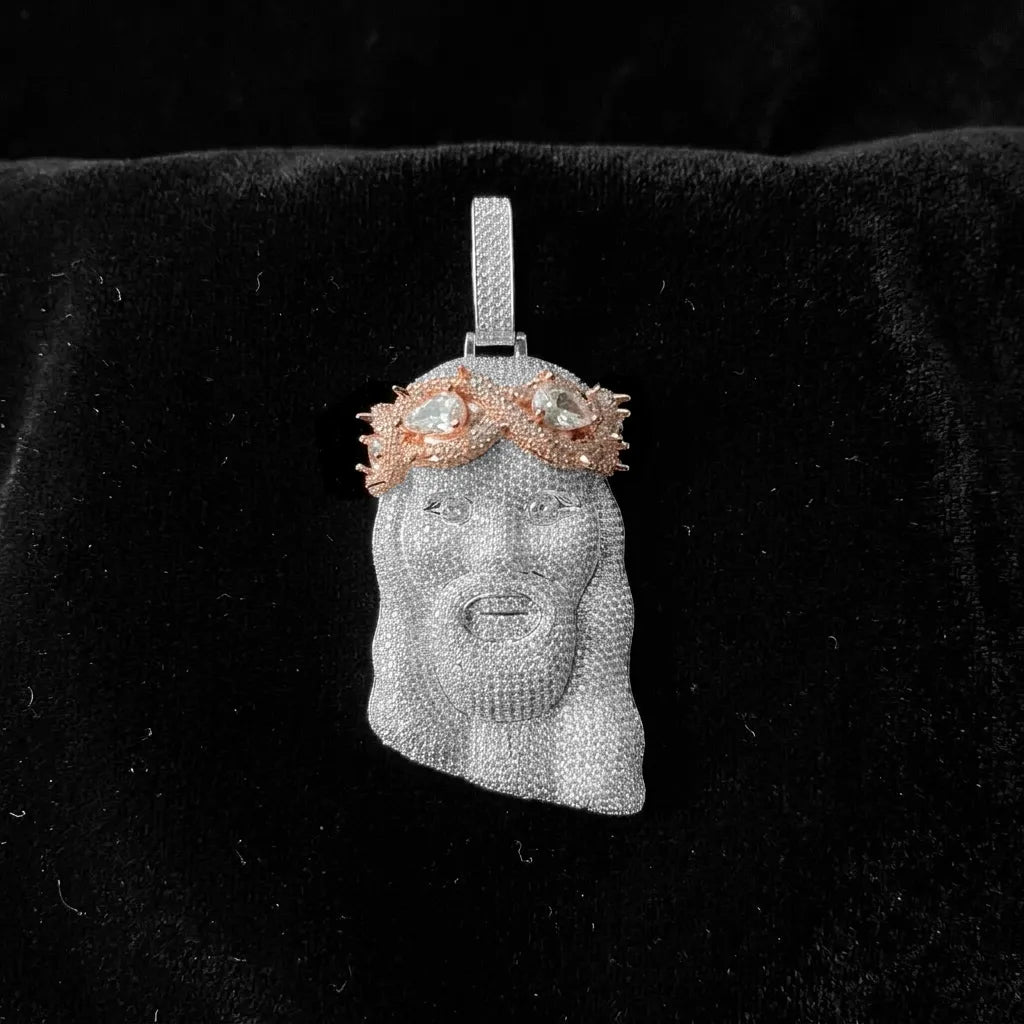 Two-Tone Iced Out Jesus Pendant【A242】