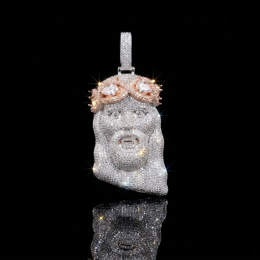Two-Tone Iced Out Jesus Pendant【A242】