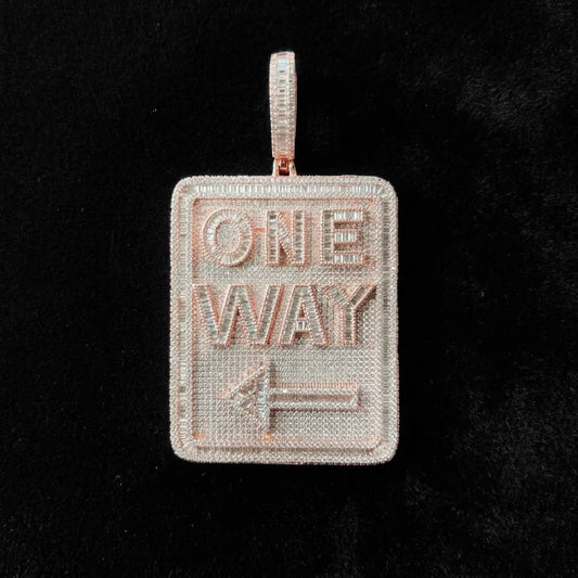 Iced Out "ONE WAY" Sign Pendant【A218】