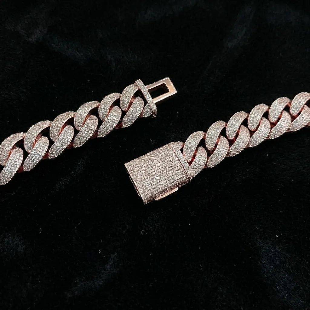 Massive 19mm Rose Gold Iced Out Cuban Link Chain (21")【A103】
