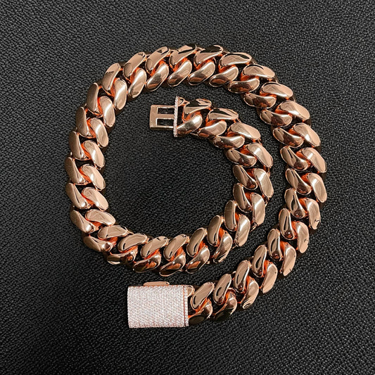 20mm Rose Gold Iced Out Cuban Chain (26")【A123】