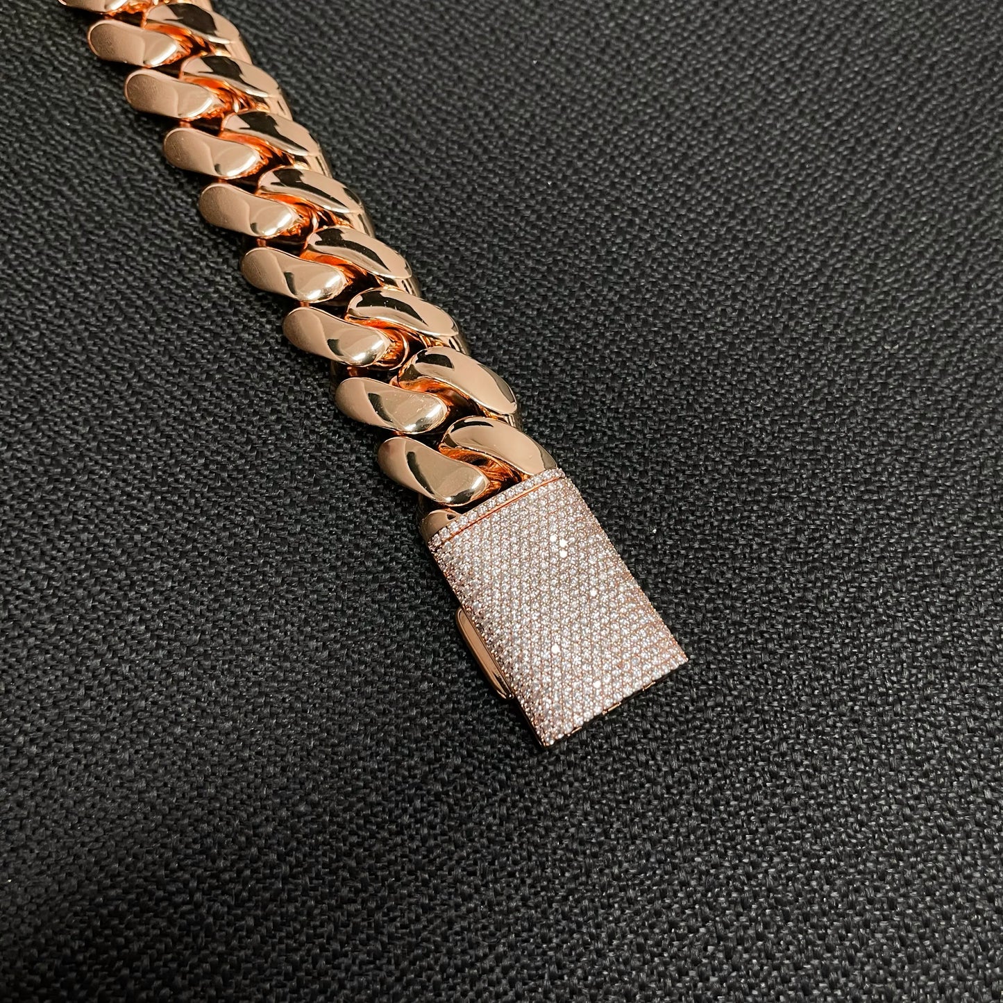 20mm Moissanite Rose Gold Iced Out Cuban Chain (26")【A123】