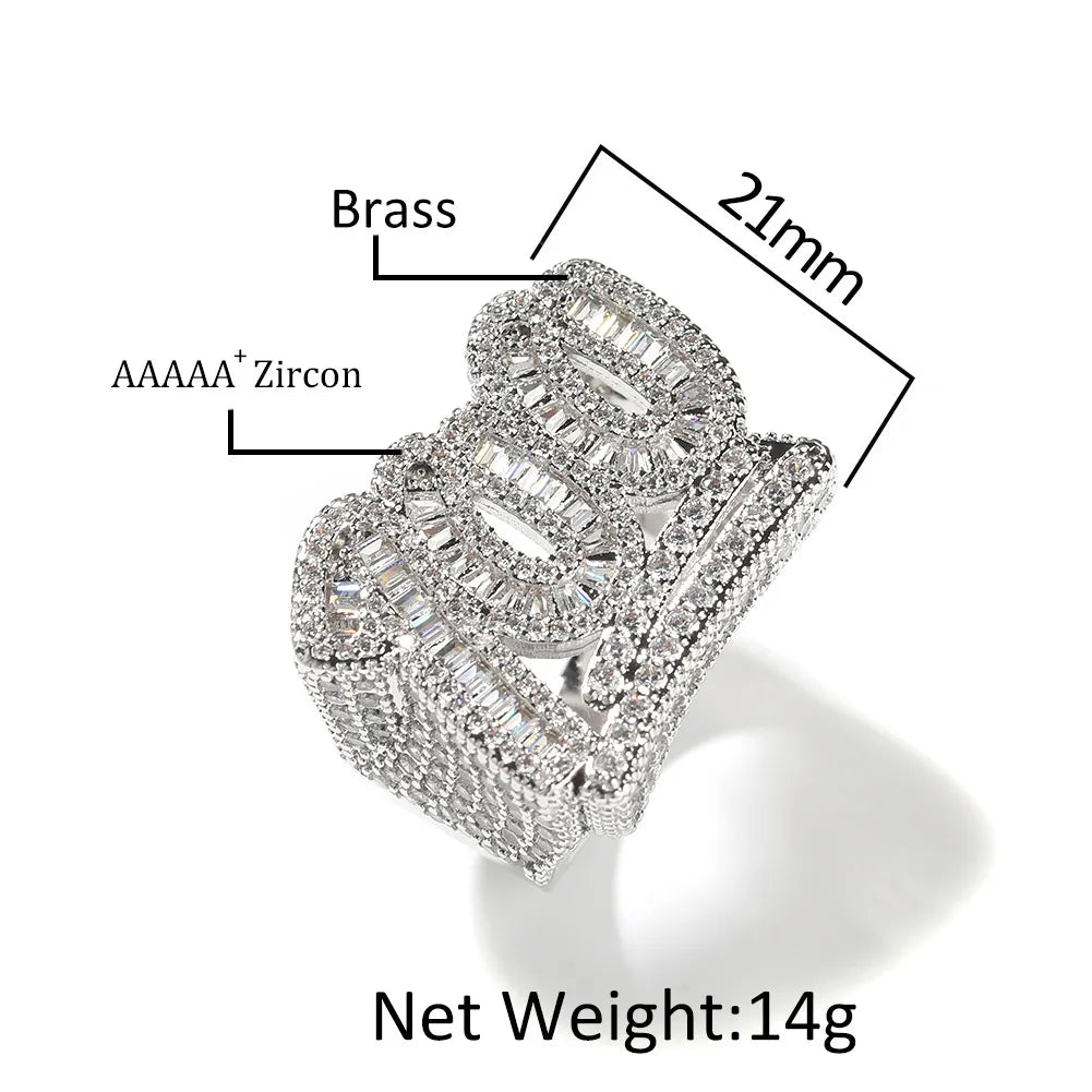 Luxury Iced Out 100 Emoji Statement Ring Gold Silver【A404】