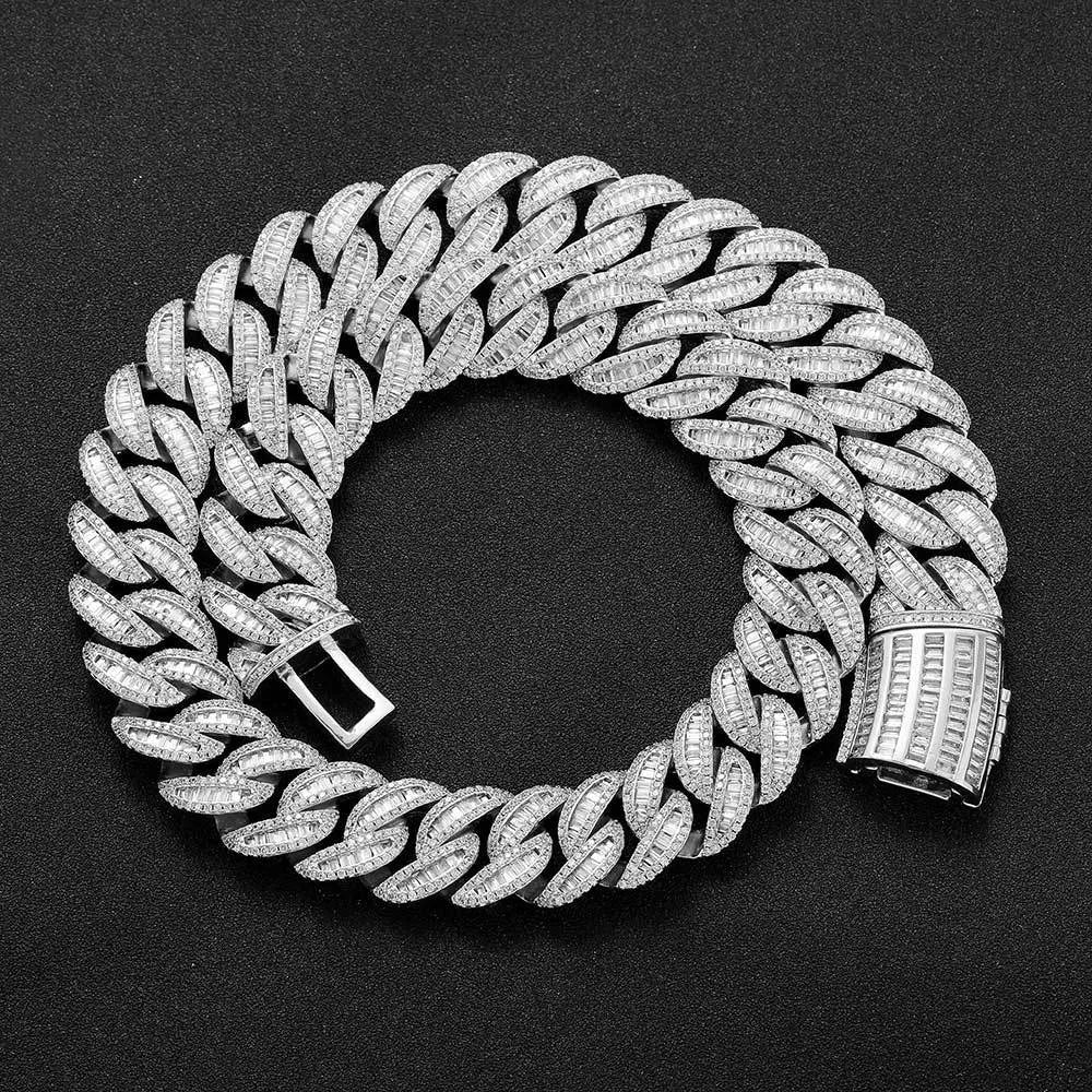 Luxury Iced Out Baguette Cuban Link Chain Gold And Silver【A147】
