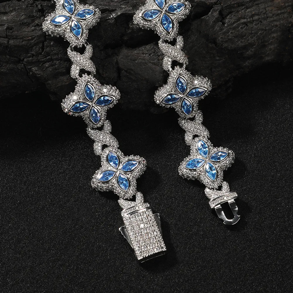 Four Leaf Clover Clarity Saphhire Gemstone Clover Set【R197】