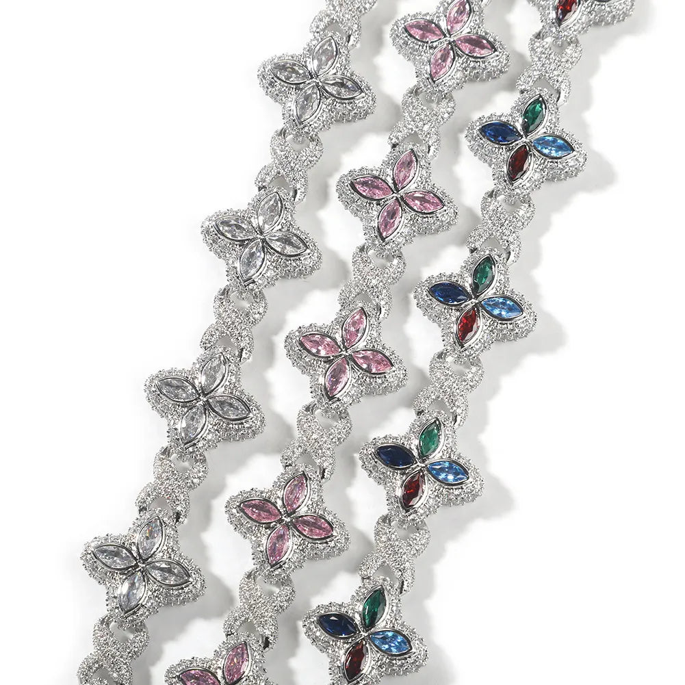 Four Leaf Clover Clarity Saphhire Gemstone Clover Set【R197】