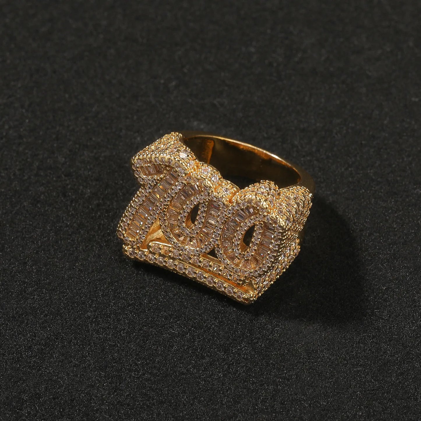 Luxury Iced Out 100 Emoji Statement Ring Gold Silver【A404】