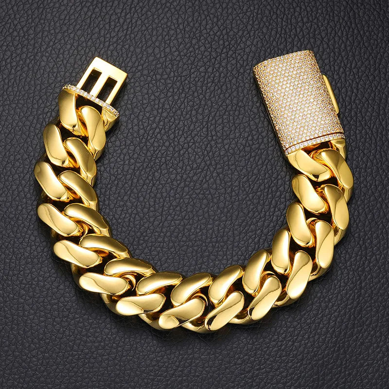 Heavy Cuban Bracelet With Iced Out Clasp【A302】