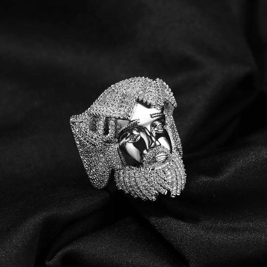 Luxury Iced Out Jesus Piece Statement Ring Gold Silver【A406】